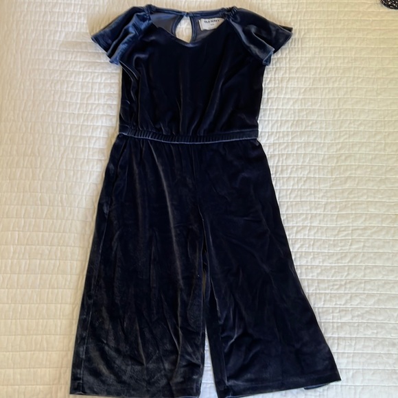 Old Navy Girls Navy Blue Velvet Romper - Picture 1 of 4